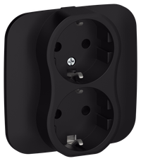 FLITE Розетка 2-местная с заземлением без защитных шторок 16А РС12-0-А-ФлЧ черный IEK
