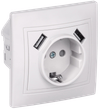 KVARTA Розетка с заземлением с защитными шторками 16А USBх2 2,1А РЮш10-1-КБ белый GENERICA0