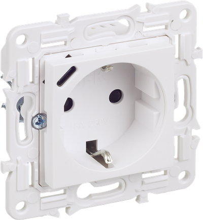 SKANDY Розетка с заземлением с защитными шторками 16А с USB C 18Вт SK-R17W арктический белый IEK