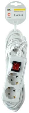 Extension cord U 02K with a switch 2 sockets 2P+PE/5 meters 3x1mm2 16A/250 IEK1