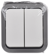 TORS Выключатель двухклавишный 10А IP55 TS205 серо-белый IEK1