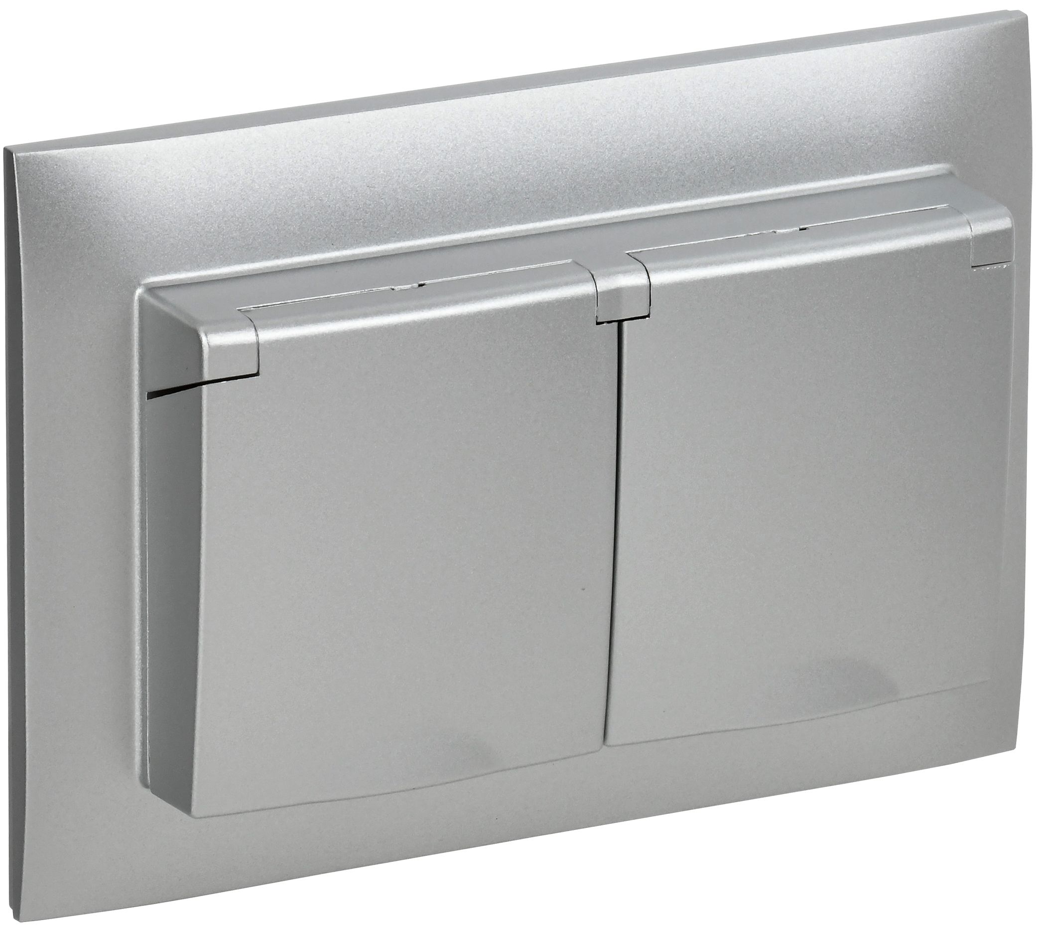 SKANDY Розетка 2-местная и крышкой 16А в сборе IP44 SK-R12S серебряный IEK (SK-R26-16-44-K23-F)