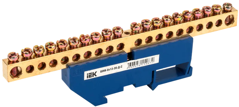 Шина N "ноль" на DIN-изол ШНИ-8х12-20-Д-С IEK (YNN10-812-20D-K07 ...
