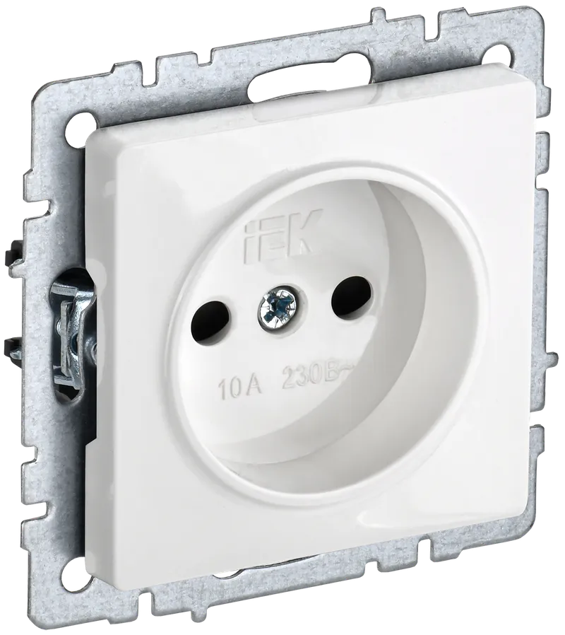 BRITE 1-gang socket without earthing with protective shutters 10A RSsh10-2-BrB white IEK