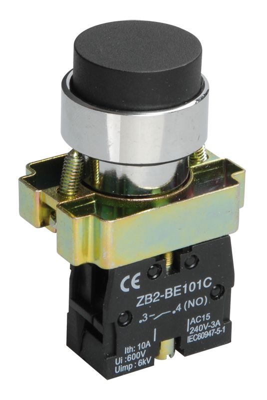 Кнопка управления LAY5-BL21 без подсветки черная 1NO IEK (BBT70-BL-K02)
