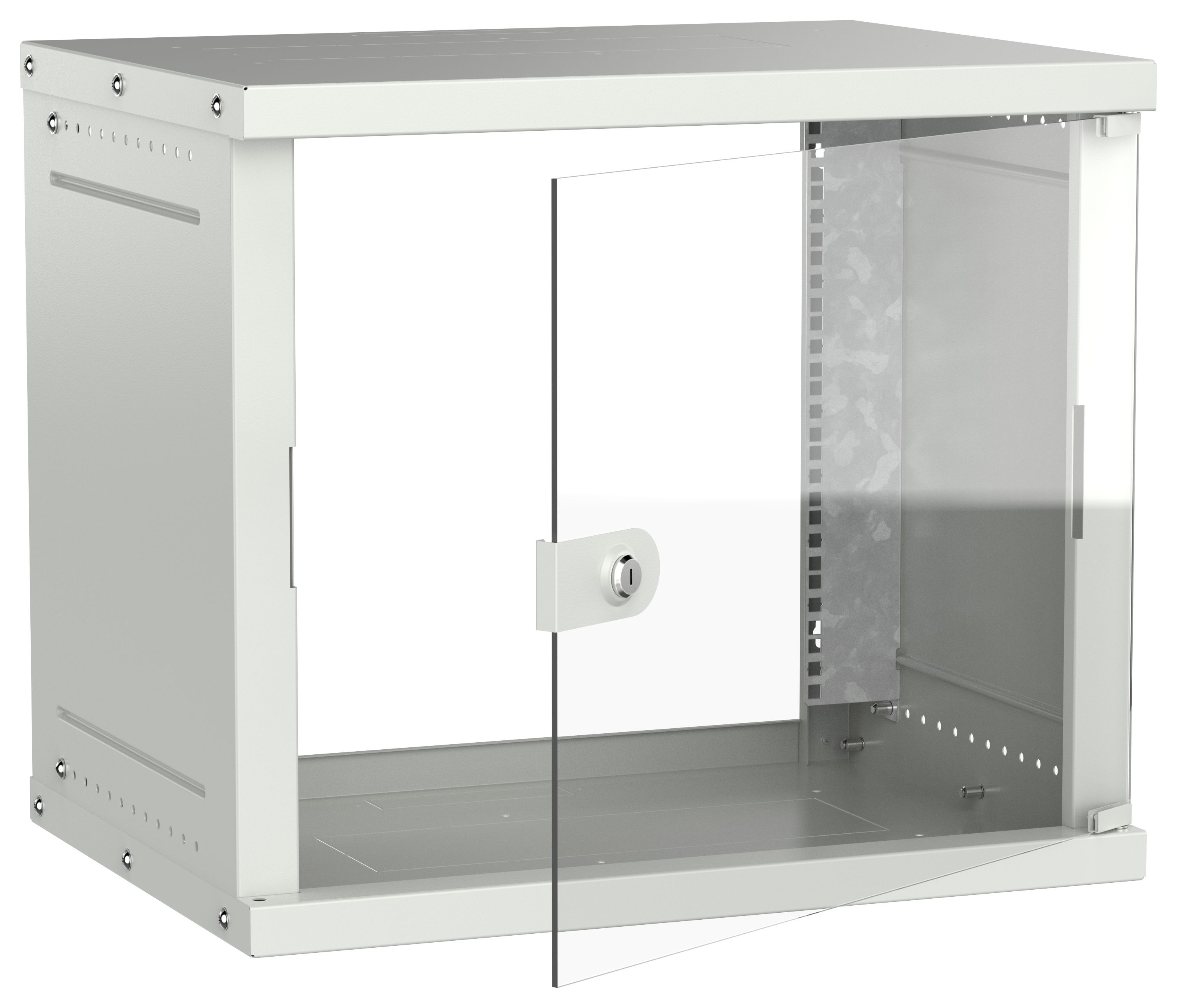 Шкаф настенный 19" 9U 600х450мм стеклянная дверь серый GENERICA (LWE3-09U64-GF-G)