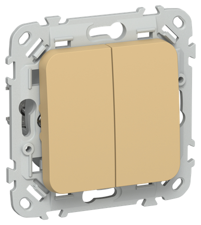 FLITE Выключатель 2-клавишный кнопочный проходной 10А ВС62-2-0-ФлШм шамуа IEK