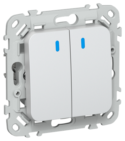 FLITE Выключатель 2-клавишный кнопочный с индикацией 10А ВС12-2-1-ФлЖ жемчуг IEK