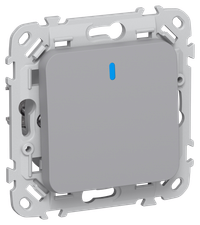 FLITE Выключатель 1-клавишный кнопочный проходной с индикацией 10А ВС61-2-1-ФлС серый IEK