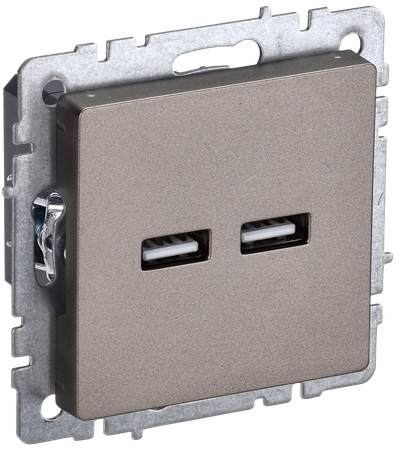 BRITE Розетка USB A+A 5В 3,1А РЮ10-1-БрШ шампань IEK