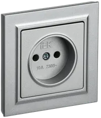 BRITE Socket 1-gang without earthing without protective shutters 10A assy. РСР10-1-0-BrА aluminum IEK
