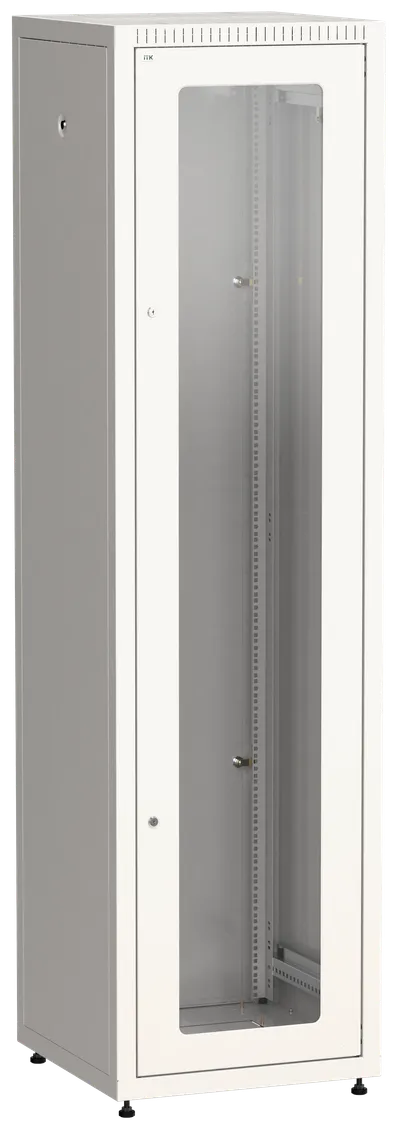 ITK LINEA E Шкаф напольный сетевой 19" 42U 600х600мм стеклянная передняя дверь задняя металлическая серый