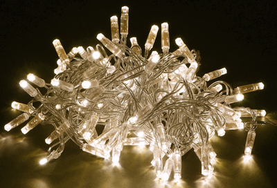 Гирлянда нить 10м 100 светодиодов теплый белый свет IP44 прозрачный шнур 3м 230В контроллер 8 сцен IEK