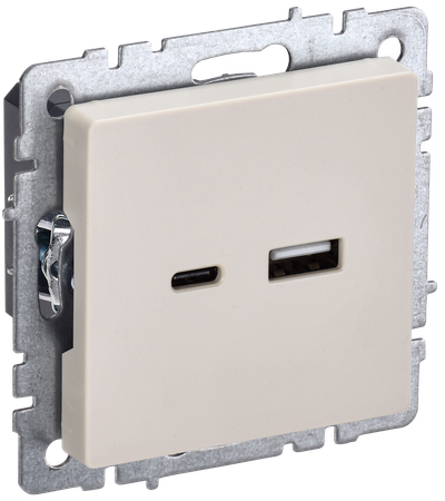 BRITE Розетка USB A+C 18Вт РЮ11-1-БрКр бежевый IEK