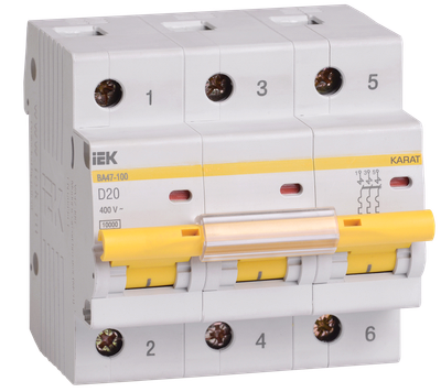 Miniature circuit breaker VA47-100 3P 20A 10kA D IEK
