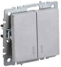 BRITE Double-button switch with LED indicator 10A VCP10-2-1-BrA aluminium IEK