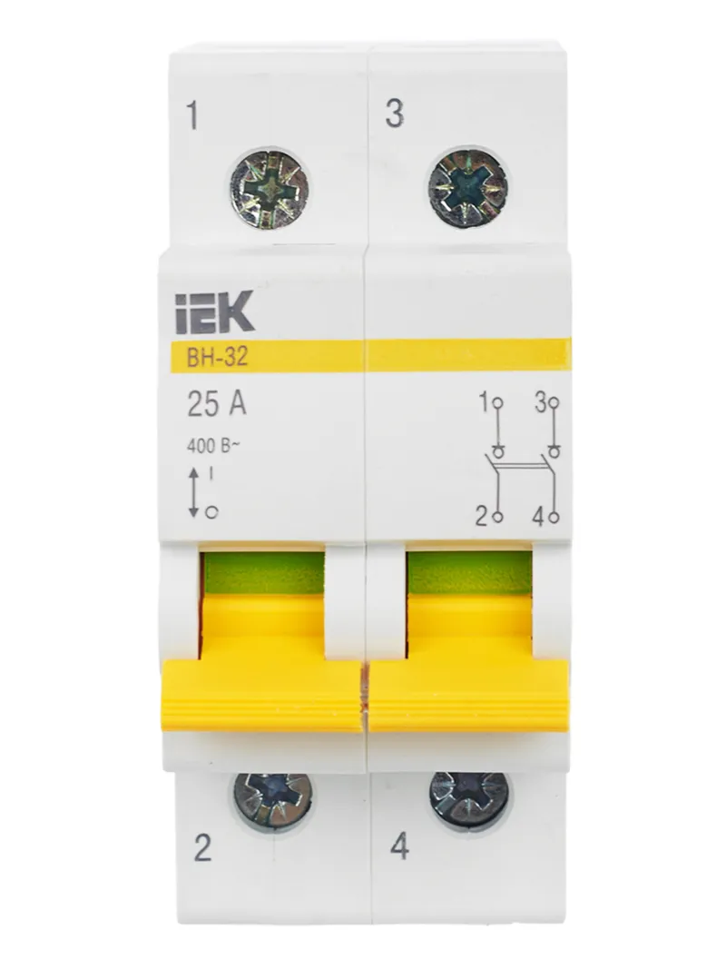 Выключатель нагрузки (мини-рубильник) ВН-32 2Р 25А IEK (MNV10-2-025) -  характеристики, документация, где купить