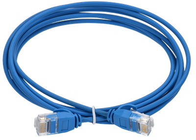 ITK Коммутационный шнур (патч-корд) кат.5E UTP LSZH 1,5м slim колпачок с язычком синий