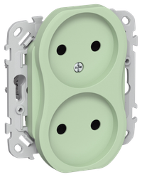 FLITE Розетка 2-местная без заземления без защитных шторок безвинтовое крепление 10А РС02-1-ФлФ фисташковый IEK
