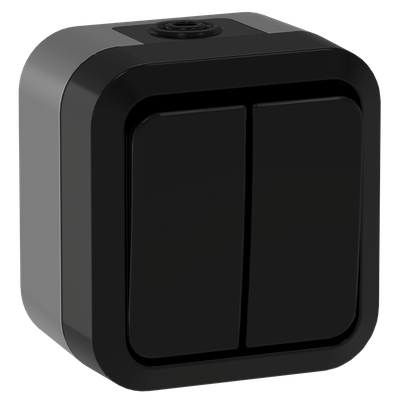 TORS Выключатель двухклавишный проходной 10А IP55 TS125 графит IEK