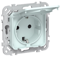 FLITE Розетка с заземлением с защитными шторками и крышкой 16А IP44 РСшкр11-0-44-ФлХЛ холодный лед IEK