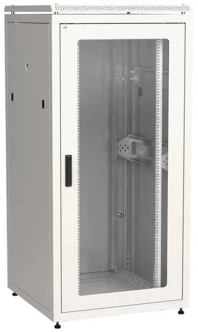 ITK LINEA N Шкаф сетевой 19" 33U 800х800мм стеклянная передняя дверь задняя металлическая серый