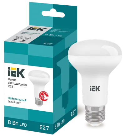 LED lamp R63 reflector 8W 230V 4000k E27 IEK