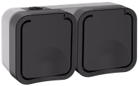 TORS Розетка 2-местная горизонтальная 16А IP55 TS122 графит IEK