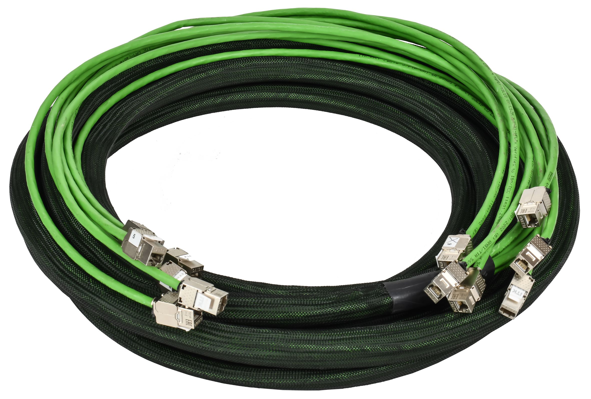 ITK Сборка кабельная 6хRJ45-6хRJ45 модуль Keystone Jack - розетка кат.6A U/UTP LSZH 12м LCA-C6AU-KJSC-012