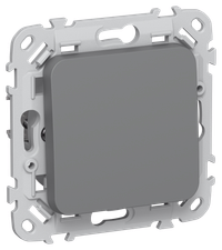 FLITE Выключатель 1-клавишный кнопочный проходной 10А ВС61-2-0-ФлМА мокрый асфальт IEK