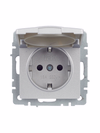 BRITE Розетка 1-местная с заземлением с защитными шторками и крышкой 16А IP44 РСбш10-3-44-БрА алюминий IEK9