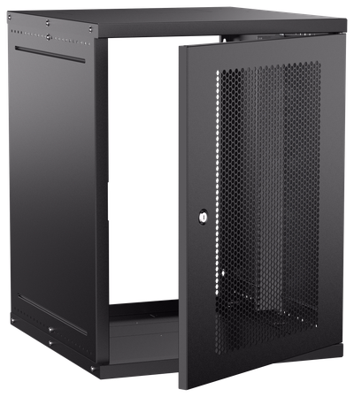 Шкаф настенный 19" 15U 600х650мм перфорированная дверь черный GENERICA