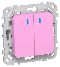 FLITE Выключатель 2-клавишный с индикацией 10А ВС12-1-1-ФлПр пурпурный IEK
