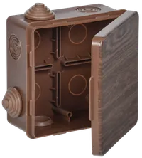 Коробка распаячная КМ для открытой проводки с откидной крышкой 100х100х50мм IP54 8 гермовводов дуб IEK