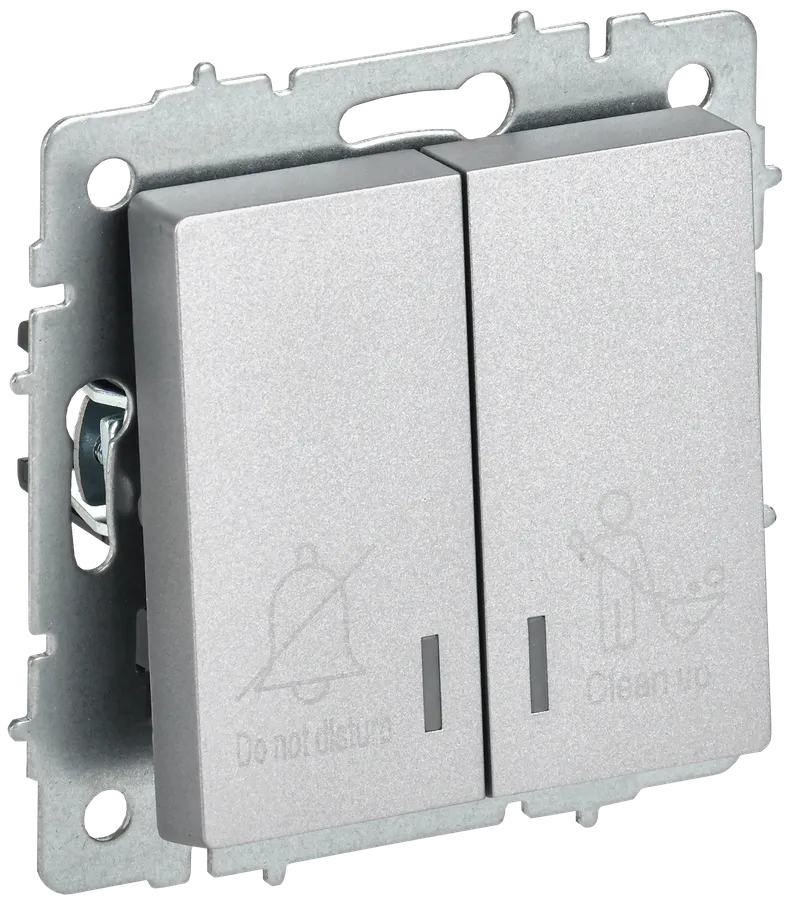 BRITE 2-gang switch with indication for hotels 10А ВС10-2-9-BrА aluminum IEK