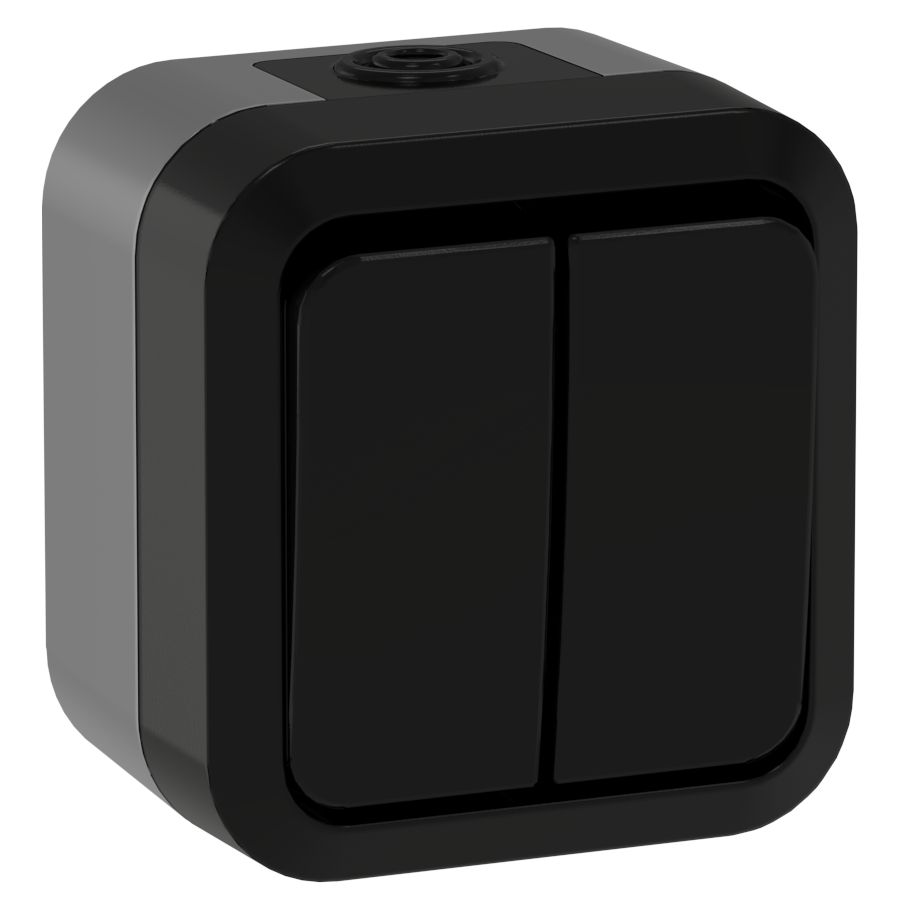 TORS Выключатель двухклавишный проходной 10А IP55 TS125 графит IEK (TS-V22-0-10-55-K53)