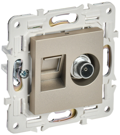 SKANDY Розетка двойная TV+RJ45 кат.6 SK-A15Sh шампань IEK