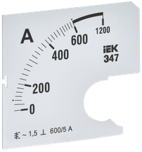 Шкала сменная для амперметра Э47 600/5А класс точности 1,5 72х72мм IEK