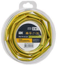 Трубка термоусадочная ТТУ нг-LS 5/2,5 желто-зеленая (2м/упак) IEK