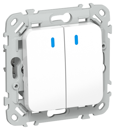 FLITE Выключатель 2-клавишный кнопочный проходной с индикацией 10А ВС62-2-1-ФлБ белый IEK