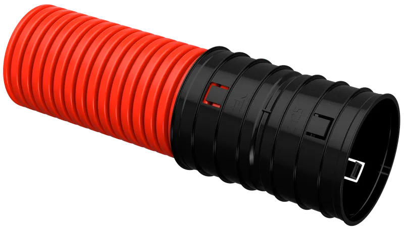 Corrugated double-wall HDPE pipe d=125mm red (50 m) IEK with a broach tool