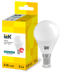 Лампа светодиодная ALFA G45 шар 8Вт 230В 4000К E14 (6шт) IEK