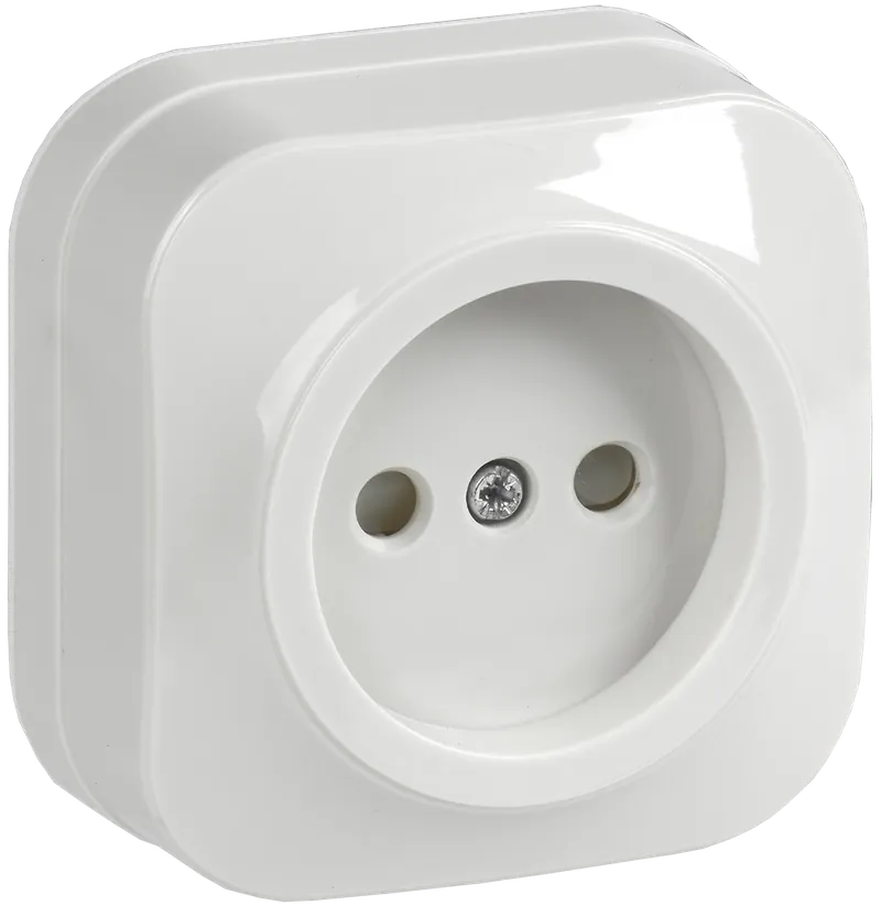 RSSh20-2-XB Single socket without grounding contact with protrctive shutter 10A open installation GLORY (white) IEK