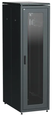 ITK LINEA N Шкаф сетевой 19" 42U 600х1000мм стеклянная передняя дверь черный
