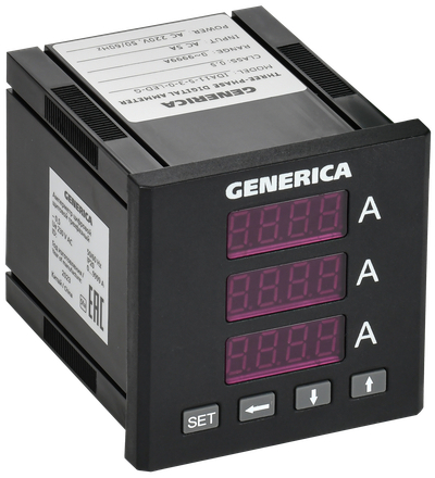 Амперметр цифровой щитовой трехфазный 72х72мм LED GENERICA