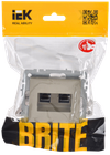 BRITE Розетка компьютерная двойная RJ45 кат.6 РК11-2-БрШ шампань IEK1