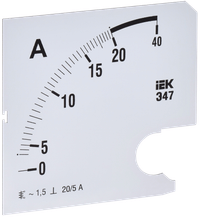 Replaceable scale for ammeter E47 20/5A accuracy class 1.5 96x96mm IEK