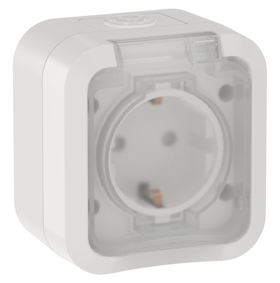 TORS Розетка 1-местная заземляющим контактом и крышкой 16А IP55 TS320 белый IEK (TS-R16-16-55-K01)