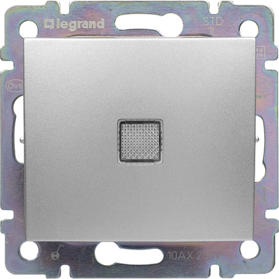 VALENA Переключатель 1-клавишный перекрестный с подсветкой схема 7L 10АХ алюминий