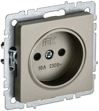 BRITE 1-gang socket without earthing with protective shutters 10A RSsh10-2-BrSh champagne IEK